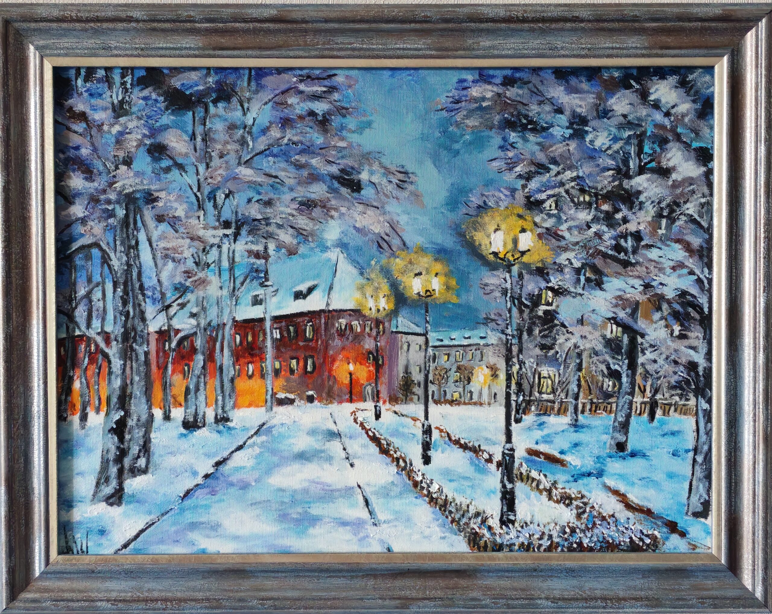 «Зимняя ночь» холст, масло, 30х40, 07.2026
