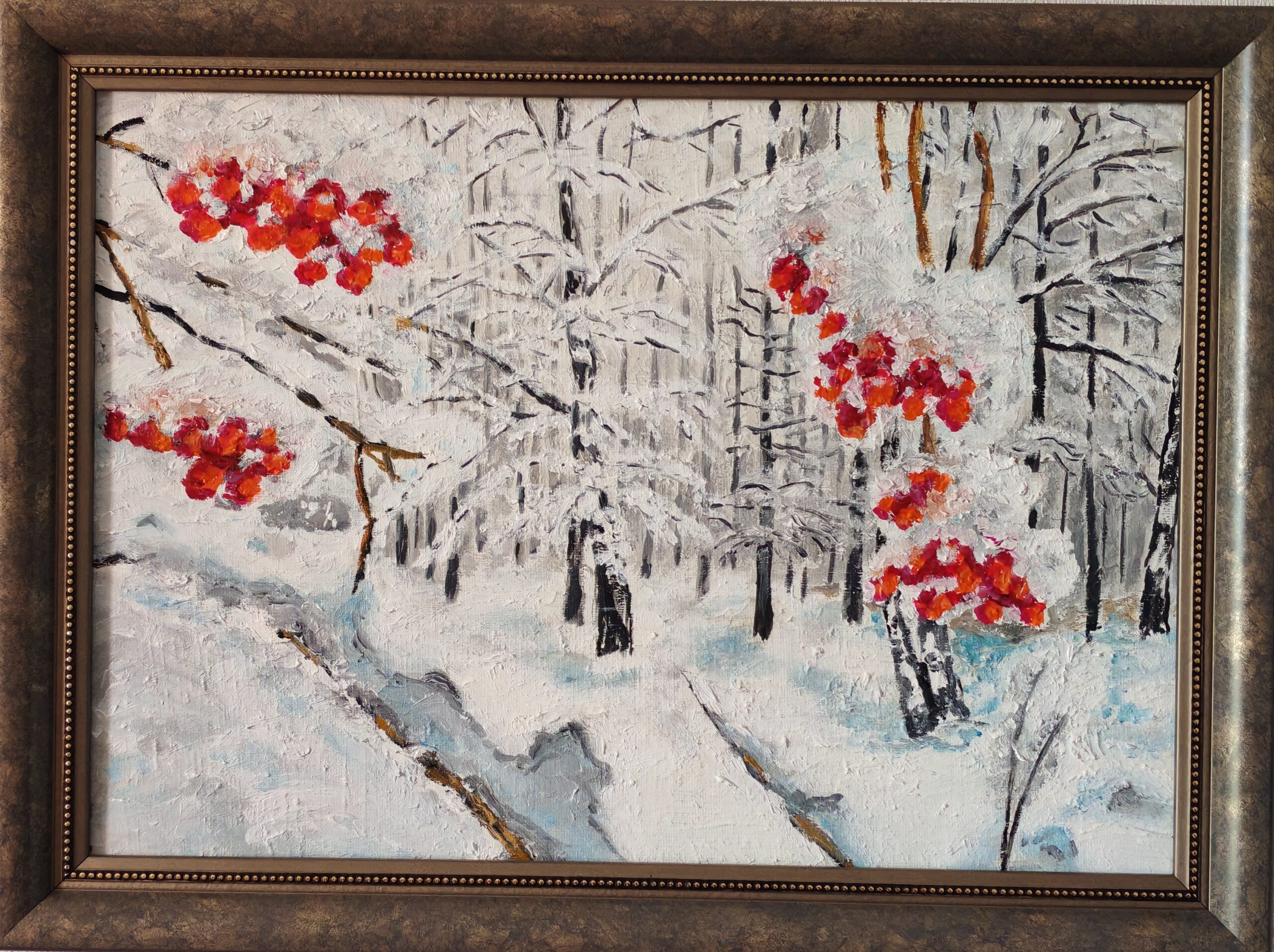 «Рябина под снегом» холст, масло, 25х35, 05.2026
