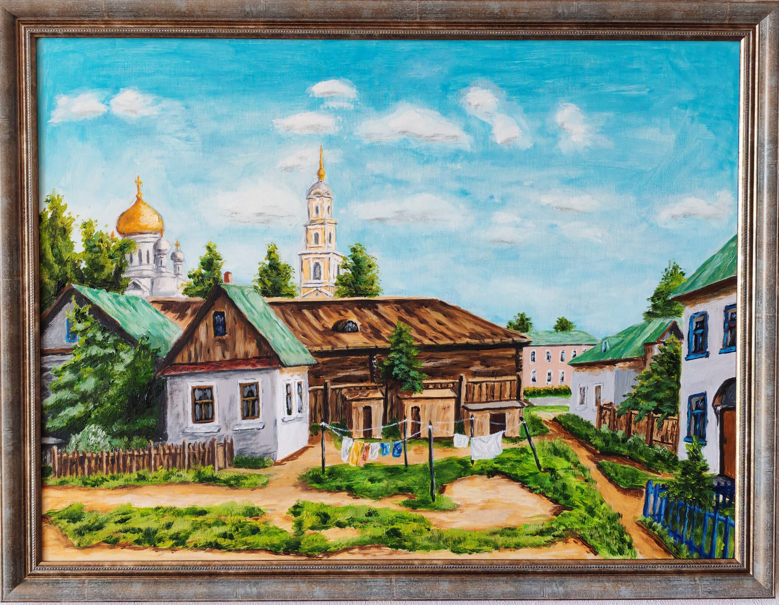 «Дворик в городе N» (подражание В. Д. Поленову) · холст, масло, 45х60, 04.2026