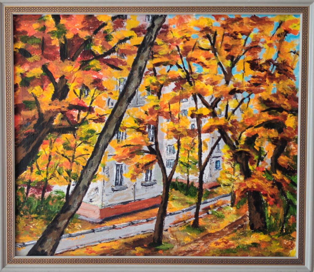 «Осень в Чкаловском поселке» холст, масло, 30х35, 08.2026
